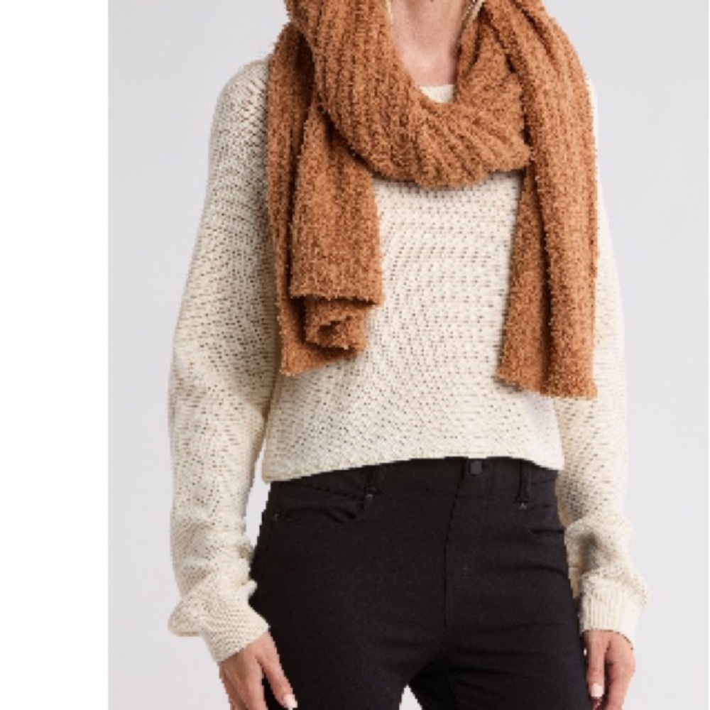 Nordstrom rack NWT tan scarf solid cozy ribbed muffler scarf